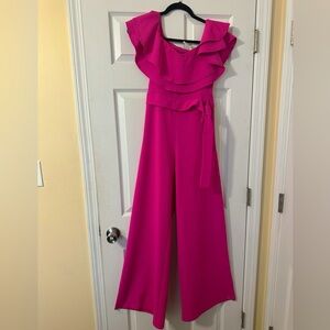 Beautiful Pink Ruffle Top Jumpsuit